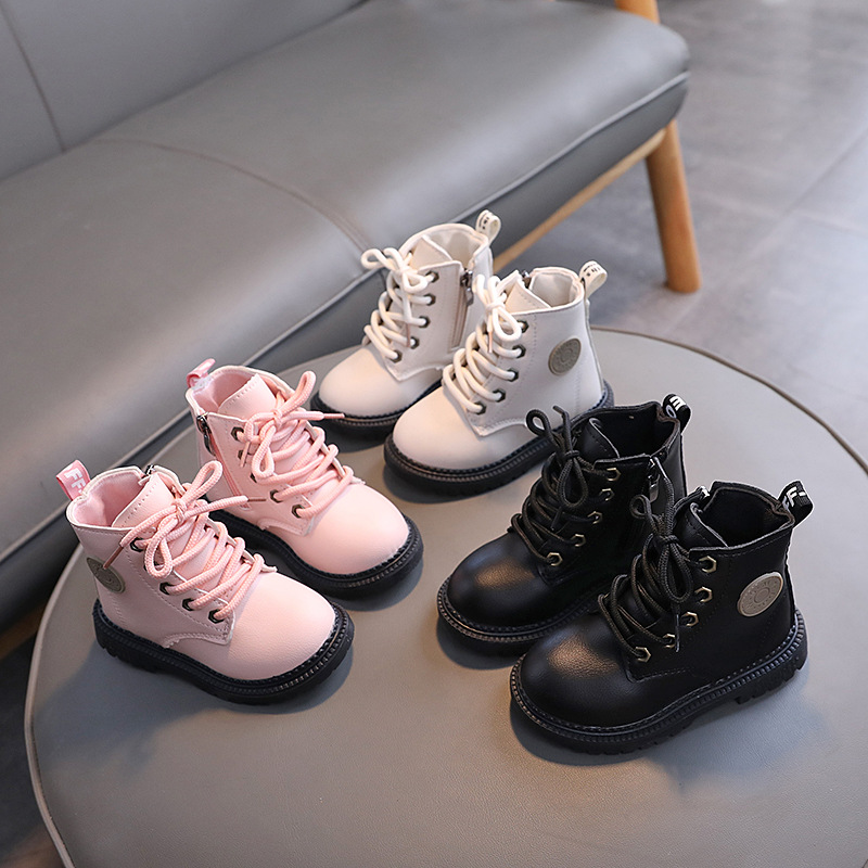 Martens, демисезонные детские нескользящие короткие сапоги подходит для мужчин и женщин со шнурками с молнией
