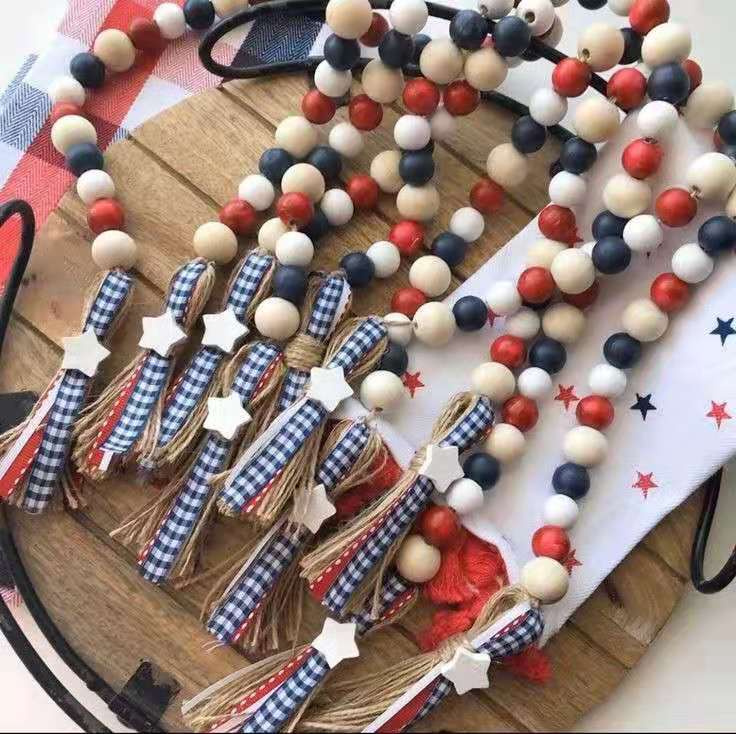 Amazon European и American Wooden Gearling Streaming Su Mapnar Beads Woodbeadgarland Holiday Home Accessories