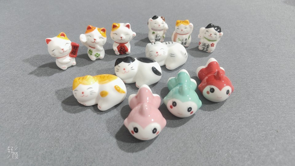 Lucky Cat керамические милые кошачьи украшения, креативные предметы интерьера, мини-кошка, цвет морской волны, белый фарфор, изысканные поделки