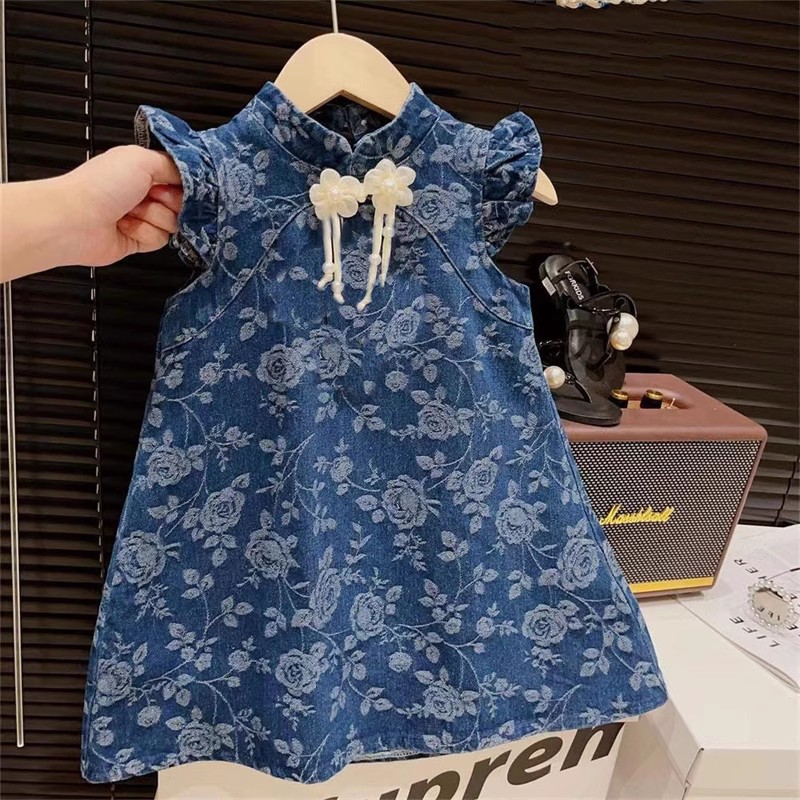 Новое платье принцессы Cheongsam в национальном стиле с цветочным принтом в китайском стиле и пуговицами, 2026 летнее платье