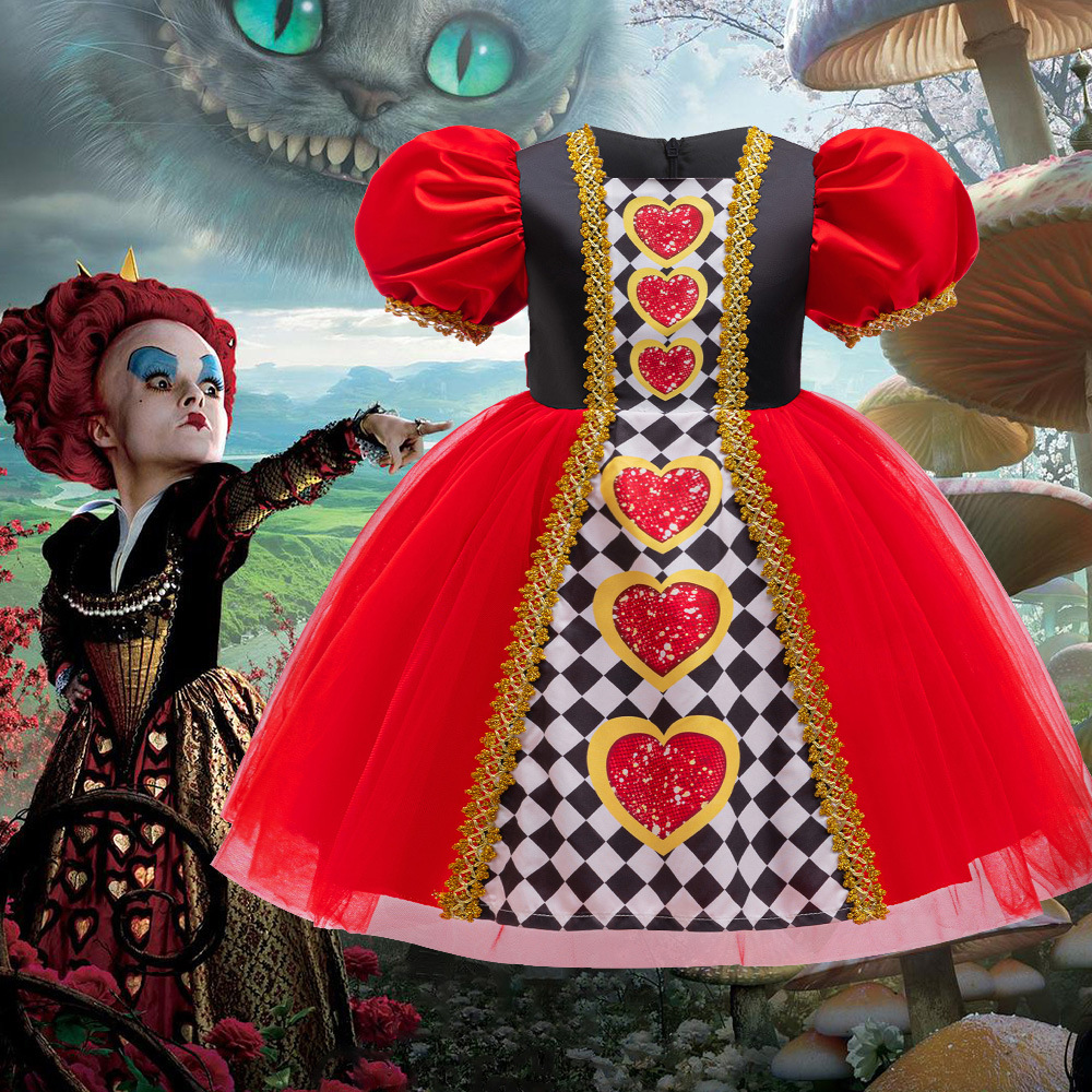 Amazon Horror Nights in Wonderland Queen of Hearts Momentum Праздничный костюм для девочек, детское платье, платье принцессы