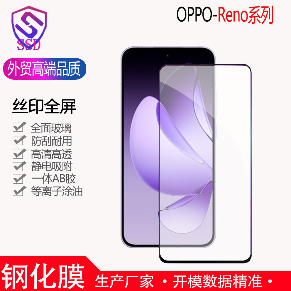 Подходит для OPPO Reno16/16Pro Reno15Reno14, алюминиевая полноэкранная печать, тройная прочная закаленная пленка