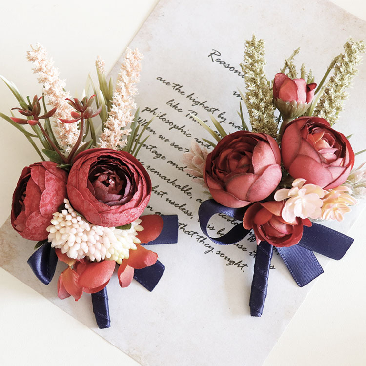 艺雅阁 292 Retro Red Guest Banquet Party Grand Flower Hand Flower Wedding Supply Supply Supply Моделирование цветы